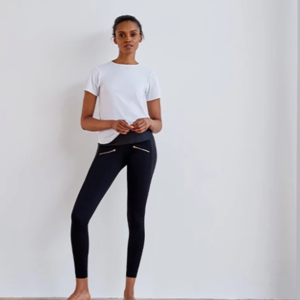 ADAY charcoal and black leggings w/zipper pockets